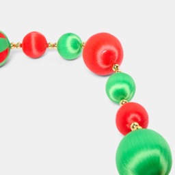 OHS 8 Pack Striped Baubles & Garland Set - Red/Green - thumbnail 5