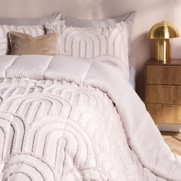 OHS Tufted Arches Quilted Coverless 7.5 Tog Duvet Set, Stone - King - thumbnail 4