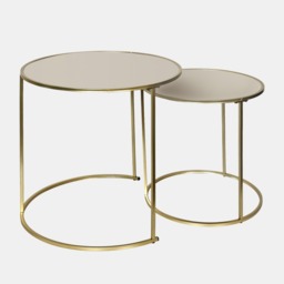 OHS Manhattan Nest of 2 Round Side Tables - Natural/Gold - thumbnail 2