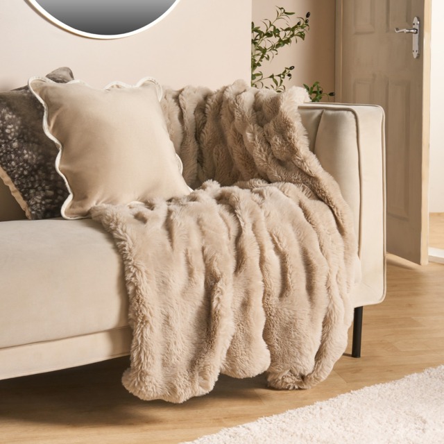 OHS Bubble Faux Fur Throw - Natural - image 1