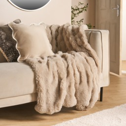 OHS Bubble Faux Fur Throw - Natural - thumbnail 1