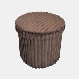 OHS Faux Fur Ribbed Foldable Round Storage Ottoman - Chocolate - thumbnail 2