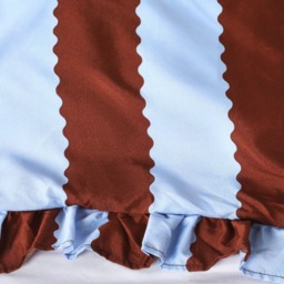 OHS Wiggle Stripe Print Frill Edge Duvet Cover Set, Brown/Blue - Double - thumbnail 4