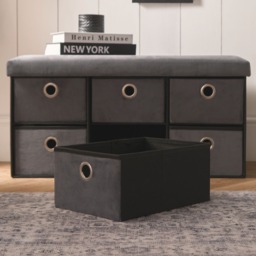 OHS Matte Velvet 6-Drawer Storage Chest - Charcoal - thumbnail 4