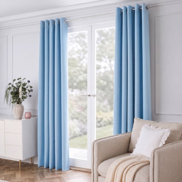 OHS Eyelet Blackout Curtains - Dusky Blue - 66 x 54in - image 1