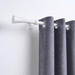 OHS 28mm Trumpet Extendable Curtain Pole, White - 120-220cm