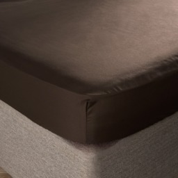 OHS Plain Dyed Deep Fitted Sheet, Coffee - Double - thumbnail 2