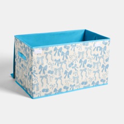 OHS Illustrated Cherry Bow Large Collapsible Storage Box With Lid - Blue/White - thumbnail 4