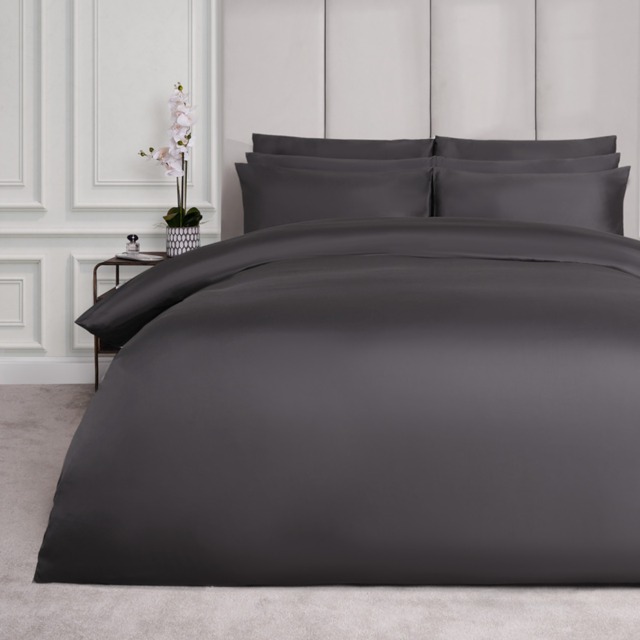 OHS Luxe 220 Thread Count 100% Cotton Sateen Duvet Set, Charcoal - Single - image 1
