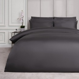 OHS Luxe 220 Thread Count 100% Cotton Sateen Duvet Set, Charcoal - Single - thumbnail 1