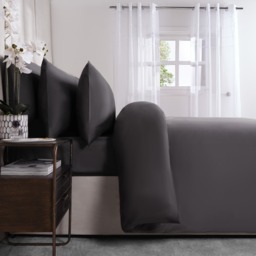 OHS Luxe 220 Thread Count 100% Cotton Sateen Duvet Set, Charcoal - Single - thumbnail 4