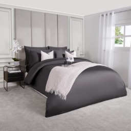 OHS Luxe 220 Thread Count 100% Cotton Sateen Duvet Set, Charcoal - Single - thumbnail 3