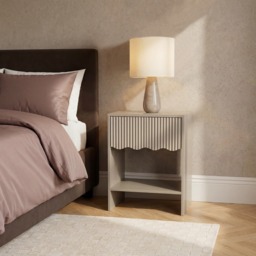 OHS Ribbed Scallop 1-Drawer Bedside Table - Natural