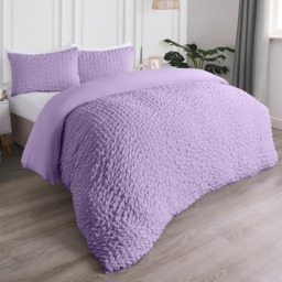 OHS Geometric Seersucker Duvet Set, Lilac - Double - thumbnail 2