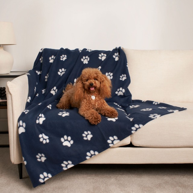 OHS Pet Paw Print Fleece Throw - Navy - image 1
