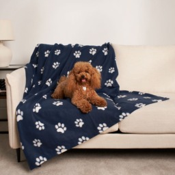 OHS Pet Paw Print Fleece Throw - Navy - thumbnail 1