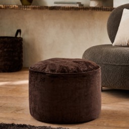 OHS Matte Velvet Footstool - Chocolate