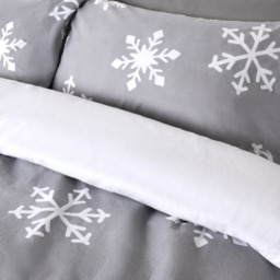 OHS Snowflake Print Brushed Cotton Flannelette Duvet Cover Set, Grey - Double - thumbnail 2