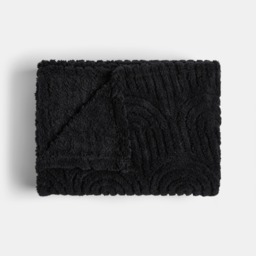 OHS Tufted Arches Teddy Fleece Throw, Black - 125 x 150cm - thumbnail 3