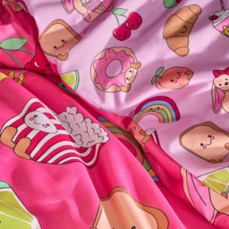 OHS Sweetie Pies Print Duvet Cover Set, Magenta - Single - thumbnail 4