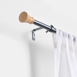 OHS Extendable Wooden Trumpet Curtain Pole - Black/Natural - thumbnail 2