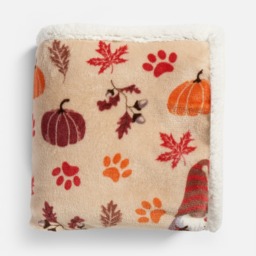 OHS Autumn Paw Print Sherpa Reverse Throw - Natural - thumbnail 2
