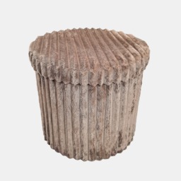 OHS Faux Fur Ribbed Foldable Round Storage Ottoman - Mink - thumbnail 2
