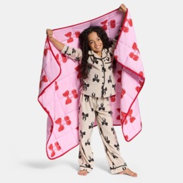 OHS Kids Cherry Bow Print Weighted Blanket, Pink/Red - 3kg - thumbnail 4
