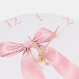 OHS Bow Print Wall Clock - White/Pink - thumbnail 3