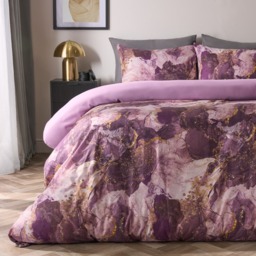 OHS Marble Print Duvet Set, Purple - Double