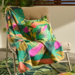 OHS Palm Print Fleece Throw - Green - thumbnail 1