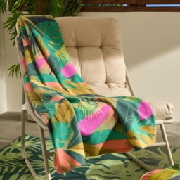 OHS Palm Print Fleece Throw - Green - thumbnail 2