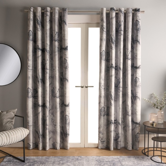 OHS Marble Print Eyelet Blackout Curtains, Grey - 66 x 72in