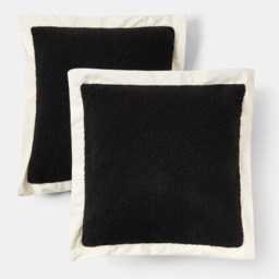 OHS Oxford Edge Boucle Cushion Covers, Black/Cream - 45 x 45cm - thumbnail 2