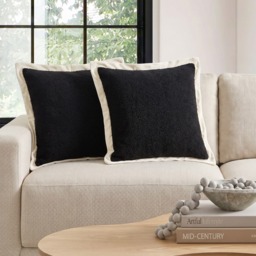 OHS Oxford Edge Boucle Cushion Covers, Black/Cream - 45 x 45cm