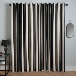 "OHS Stripe Print Blackout Curtain, Mono - 90 x 90""" - thumbnail 2
