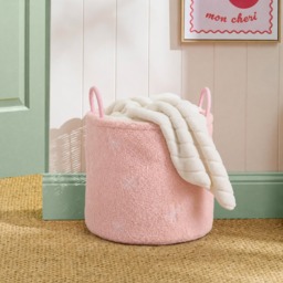 OHS Bow Boucle Storage Basket, Pink - Small