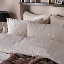 OHS Bows Tufted Teddy Fleece Duvet Cover Set, Ivory - King - thumbnail 3