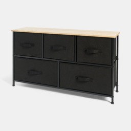 OHS Brooklyn Fabric 5 Drawer Chest - Black - thumbnail 4