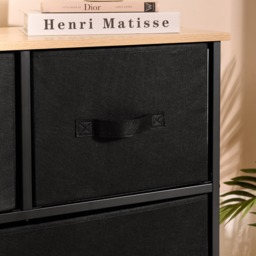 OHS Brooklyn Fabric 5 Drawer Chest - Black - thumbnail 2