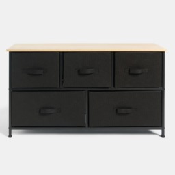 OHS Brooklyn Fabric 5 Drawer Chest - Black - thumbnail 3