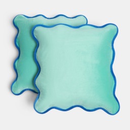 OHS 4 Pack Matte Velvet Scallop Edge Cushion Covers - Teal/Blue - thumbnail 5