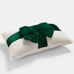 OHS Bow Wrapped Cushion - Green/Cream - thumbnail 2