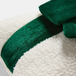 OHS Bow Wrapped Cushion - Green/Cream - thumbnail 3