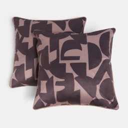 OHS Abstract Print Cushion Covers, Brown - 45 x 45cm - thumbnail 3