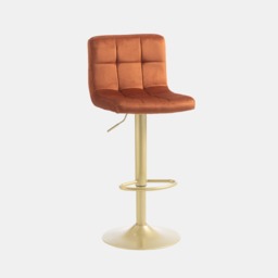 OHS Set of 2 Adjustable Velvet Bar Stools - Rust/Gold - thumbnail 4