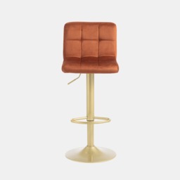 OHS Set of 2 Adjustable Velvet Bar Stools - Rust/Gold - thumbnail 2