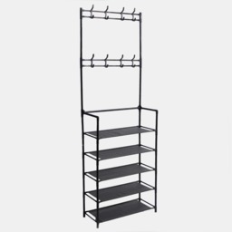 OHS 16 Hook Garment Rack with Shelving - Black - thumbnail 4