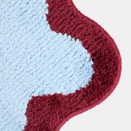 OHS Scallop Edge Tufted Bath Mat - Blue/Burgundy - thumbnail 3