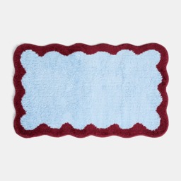 OHS Scallop Edge Tufted Bath Mat - Blue/Burgundy